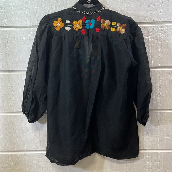 Vintage 1960/70 cotton voile embroidered tunic - Picture 3 of 3